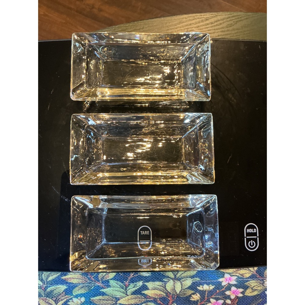 Set of 3 MCM Clear Glass Rectangular 5" x 2.5" Ashtrays (Read)